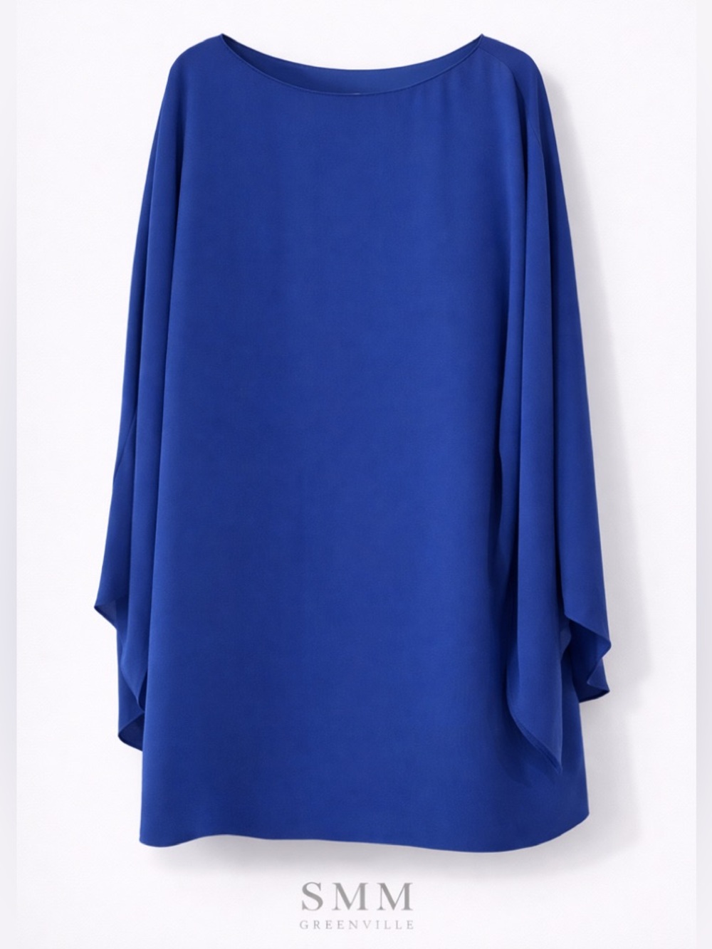 Trina Turk Royal Blue Long Sleeve Draped Tunic Dress
